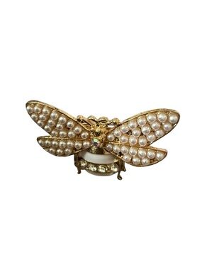 Vintage Gold and Pearl Bee  Brooch